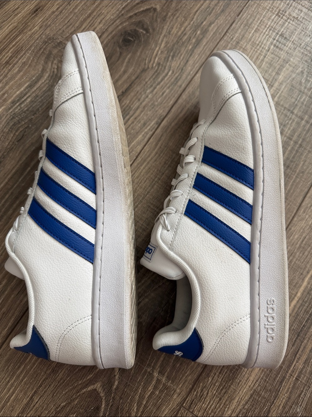 adidas White and Blue Men's Low-Top Sneakers - Picture 3 of 14